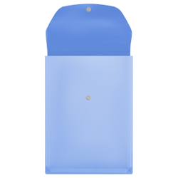 Папка-конверт на кнопке СТАММ А4, ПВХ, 180мкм, вертикальная, расширяющаяся до 250л., цветная, синяя ММ-322021