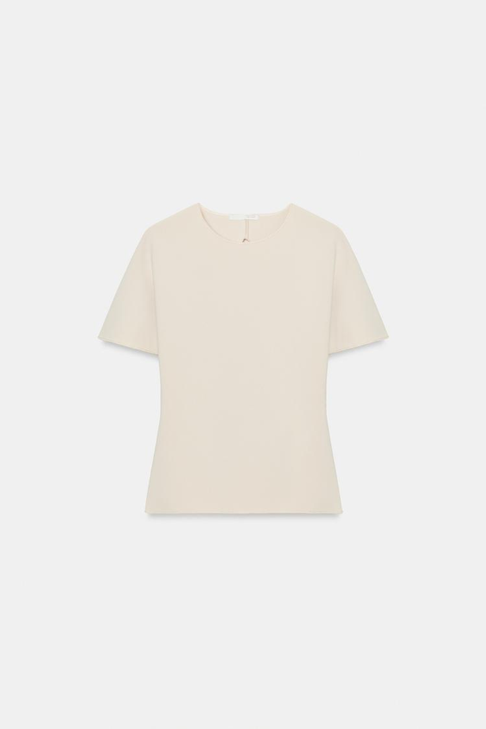 ZARA ТОП С ВЫРЕЗОМ И КОРОТКИМИ РУКАВАМИ, ЭКРЮ