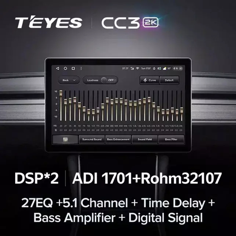 1DIN магнитола без рамки с монитором 13" QLED+2K - Teyes CC3-2K, Android 10, ТОП процессор, 4G SIM-слот, CarPlay