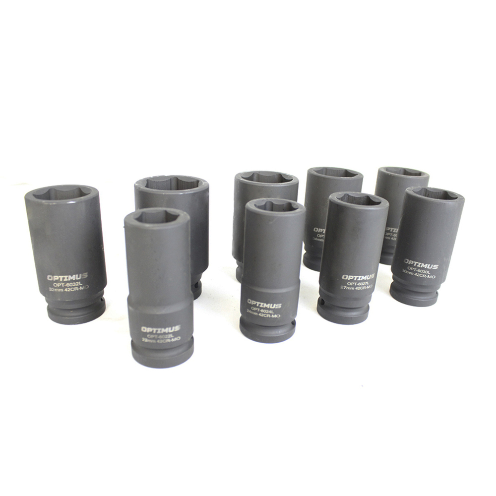 OPT-60209 Набор ударных головок глубоких 3/4", 22-38 мм, 9 предметов