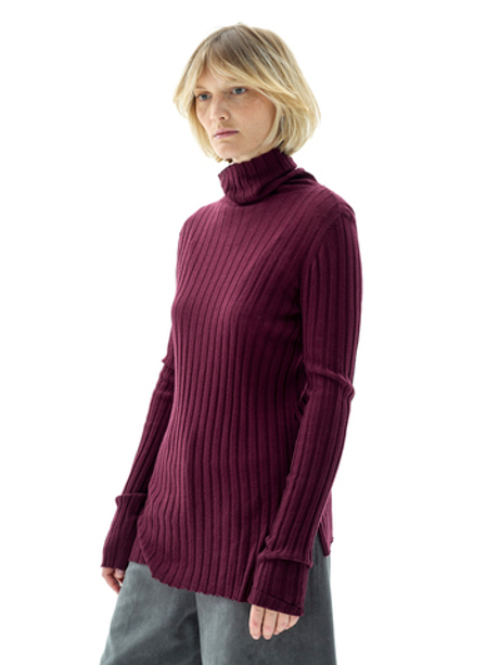 Бордовая водолазка в рубчик