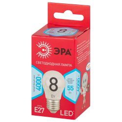 Лампа светодиодная ЭРА RED LINE LED P45-8W-840-E27 R 8Вт шар нейтральный белый свет E27 | Лампы cветодиодные Шар (G/P)