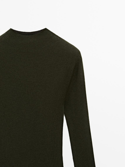 Massimo Dutti Трикотажное платье с контрастной отделкой, зеленый