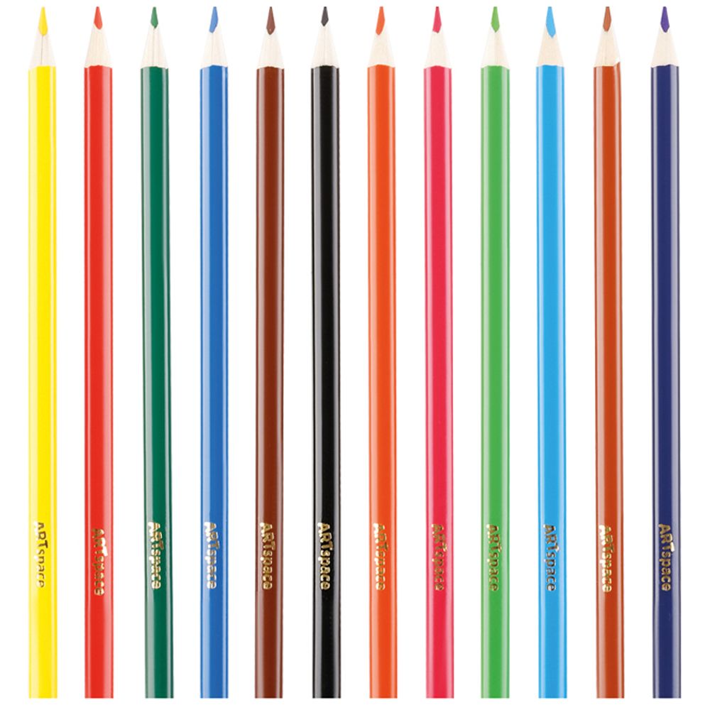 Карандаши цветные ArtSpace "Лесные жители", 12цв., трехгран., заточен., картон. уп., европодвес