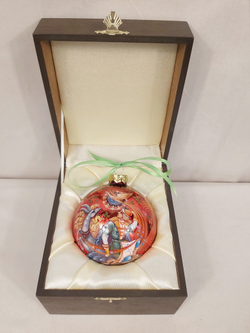 Шар новогодний с круговой росписью Палех "Конек-горбунок" в футляре