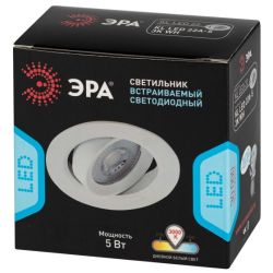 KL LED 22A-5 3K WH Светильник ЭРА светодиодный круглый поворотн. LED SMD 5W 3000K, белый
