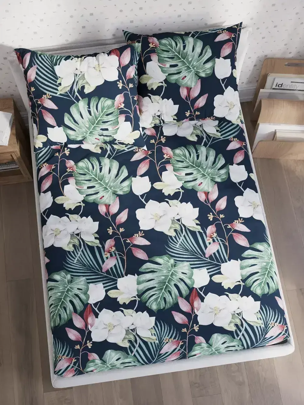 Постельное белье Полисатин Мечта "Цветочная феерия" 2-спальное Наволочка 50х70 см 2 шт Простынь на резинке 160x200 см Пододеяльник 175x215 см