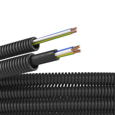 Электротруба ПНД гибкая гофр. д.16мм, цвет черный, с проводом ПуВ 3х2,5мм² РЭК "ГОСТ+", 50м