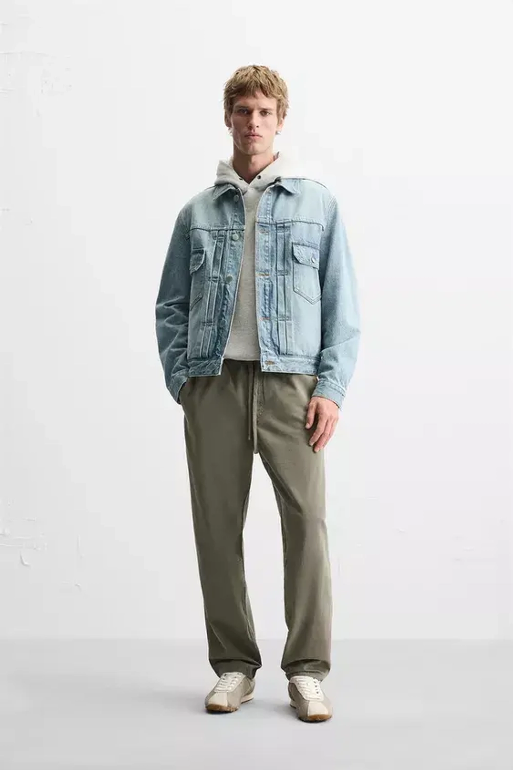 ZARA БРЮКИ-ДЖОГГЕРЫ ИЗ ТКАНИ С ЭФФЕКТОМ ПОТЕРТОСТИ, ХАКИ