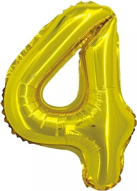 Шар с клапаном (16"/41 см) Цифра, 4, Золото