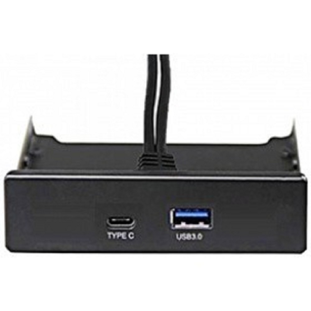 Контроллер USB Exegate EX280447RUS Планка USB на переднюю панель Exegate U3H-617, 3,5", 1*USB3.0+1*TypeC, черная, подсоед-е к мат. плат