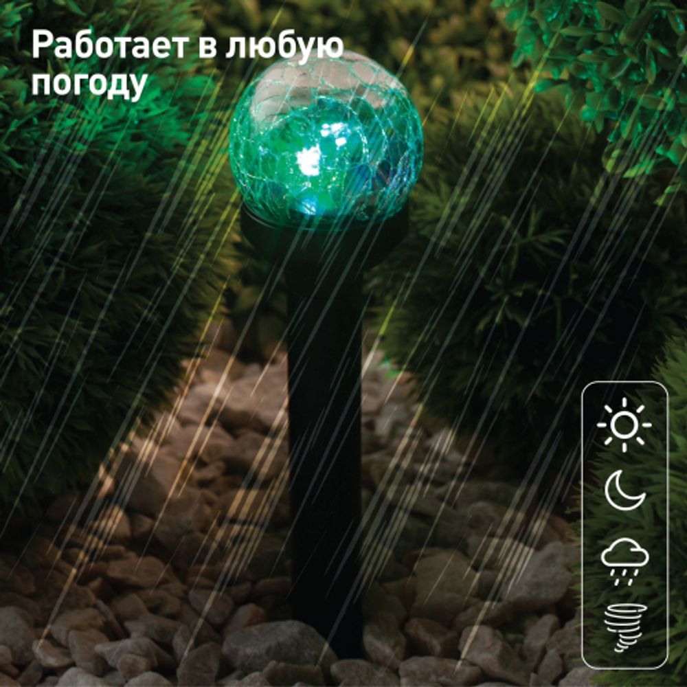 Светильник уличный ЭРА SL-PL33-CRAC на солнечной батарее пластик стекло черный 33 см | Садовые декоративные светильники