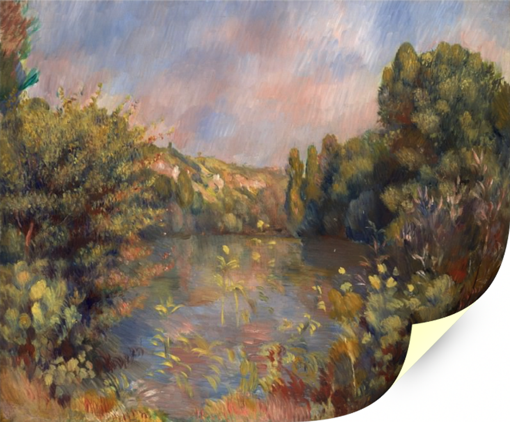 "Пейзаж с озером", Ренуар П., картина для интерьера (репродукция) Настене.рф