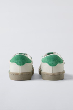 ZARA КРОССОВКИ ИЗ КОЖИ С РЕМЕШКАМИ, ЗЕЛЕНЫЙ