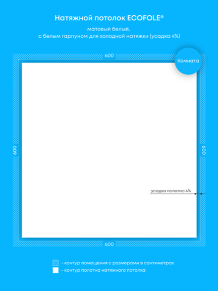 Матовый натяжной потолок 36 м2