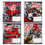 Тетрадь 36л., А5, клетка, Alingar "Гранж", скрепка, блок офсет, мелованный картон (эконом), 4 дизайна в пленке т/у