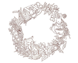 Seasonal Wreaths of plants and friends. Coloring Book