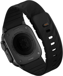 Сменный ремешок Uniq FLUO Silicone Rubber для Apple Watch 44/45/49мм, Rubber Black (49-40MM-FLUOMBLK)