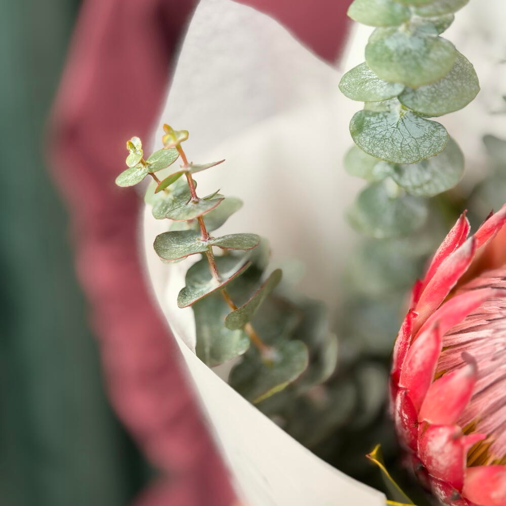 Протея и эвкалипт в стильном оформлении