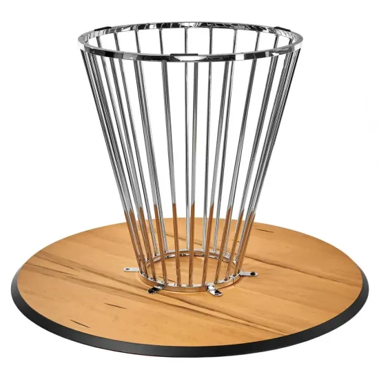 Стол Liverpool диам.110см, шпон орех лучевой набор, с хромированными ножками