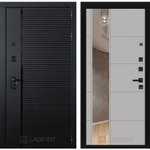 Дверь Входная Лабиринт ПИАНО С зеркалом 19 Грей софт  ЧЕРНАЯ ФУРНИТУРА