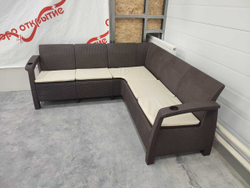 Угловой диван Yalta Corner Set под ротанг для лаунж зоны  с подушками на сиденье