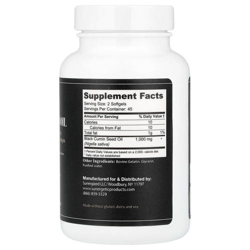 Sunergetic, Масло семян черного тмина премиального качества, 90 капсул (500 мг в каждой капсуле)