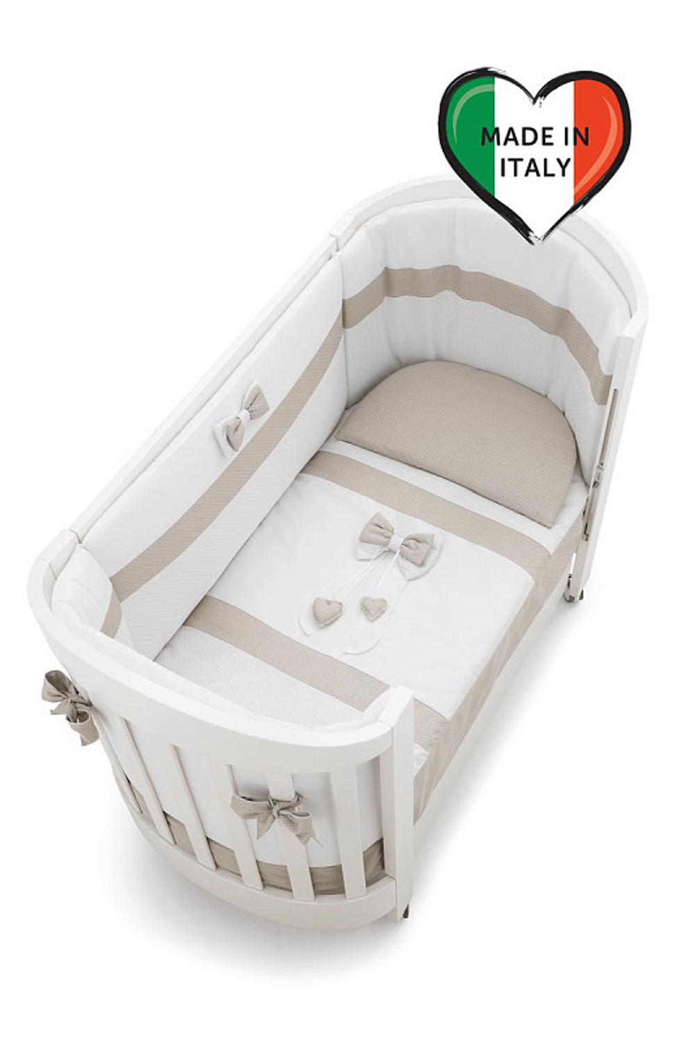 Комплект постельного белья для овальной кровати Erbesi Lilli 3 предмета белый/песочный