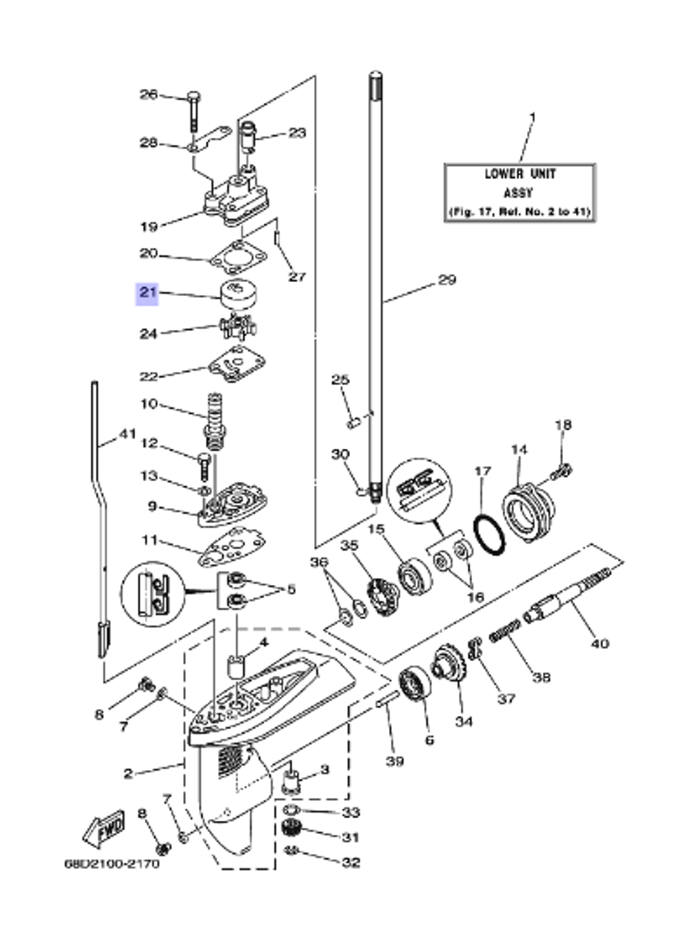 Стакан помпы Yamaha 4/5/F4 (6E0443220000)
