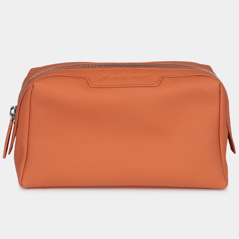 Косметичка кожаная Trapèze оранжевого цвета