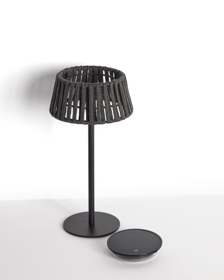 Уличная настольная лампа Aldet на солнечных батареях черная