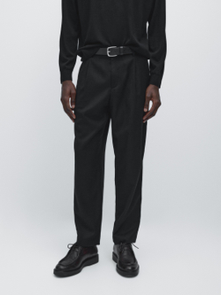 Massimo Dutti Брюки свободного кроя из шерстяной смеси с вытачками, черный