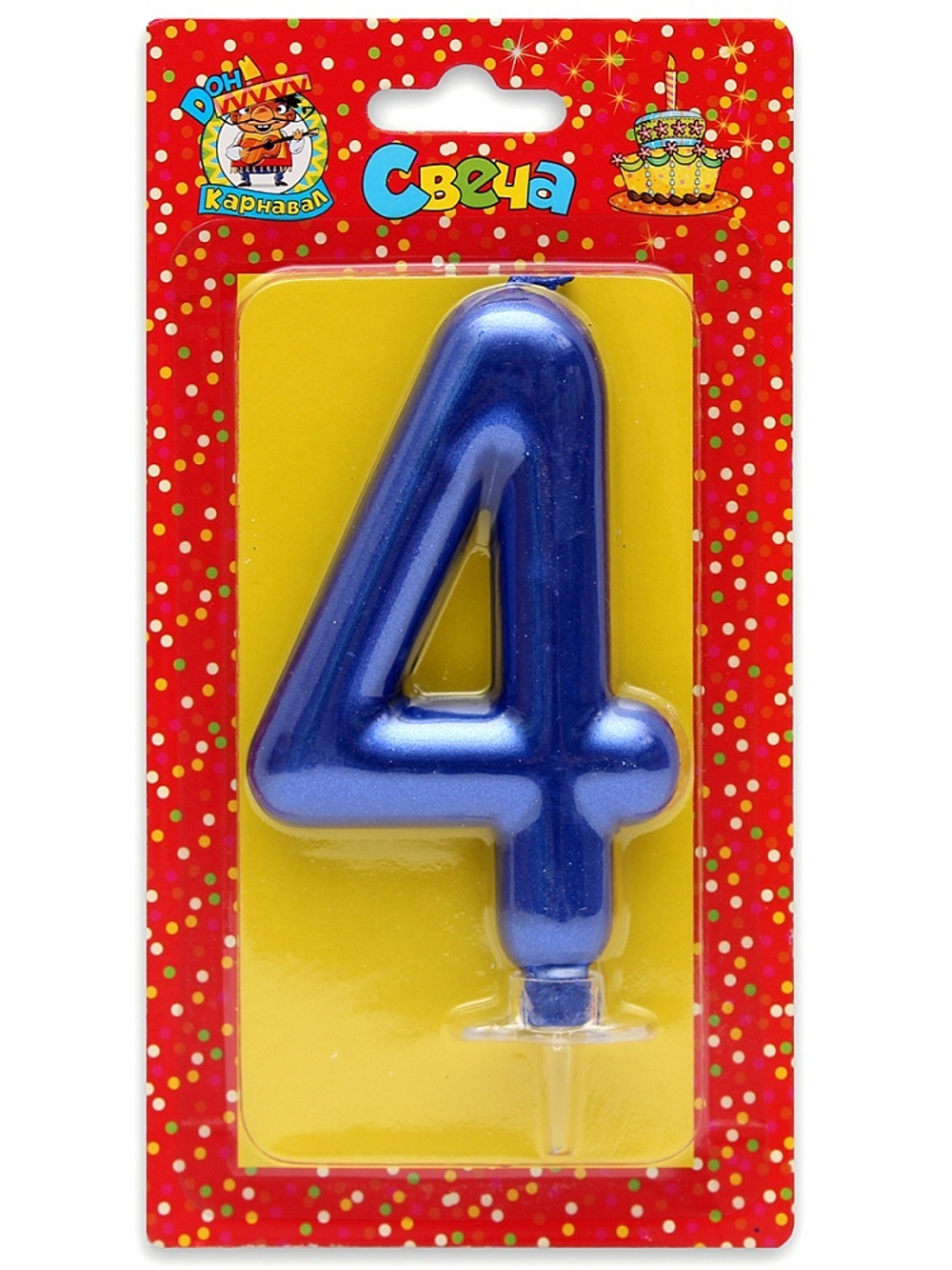 Свеча-цифра "4" Синий металлик"