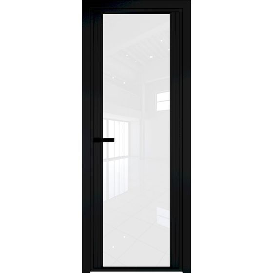 Алюминиевая дверь 2AGP чёрная матовая RAL9005 стекло белый триплекс