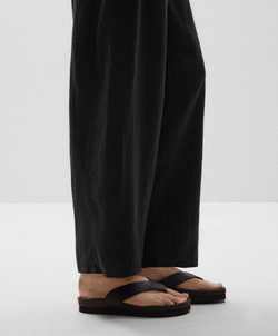 Oysho Брюки с отворотом на талии из 100% льна, черный