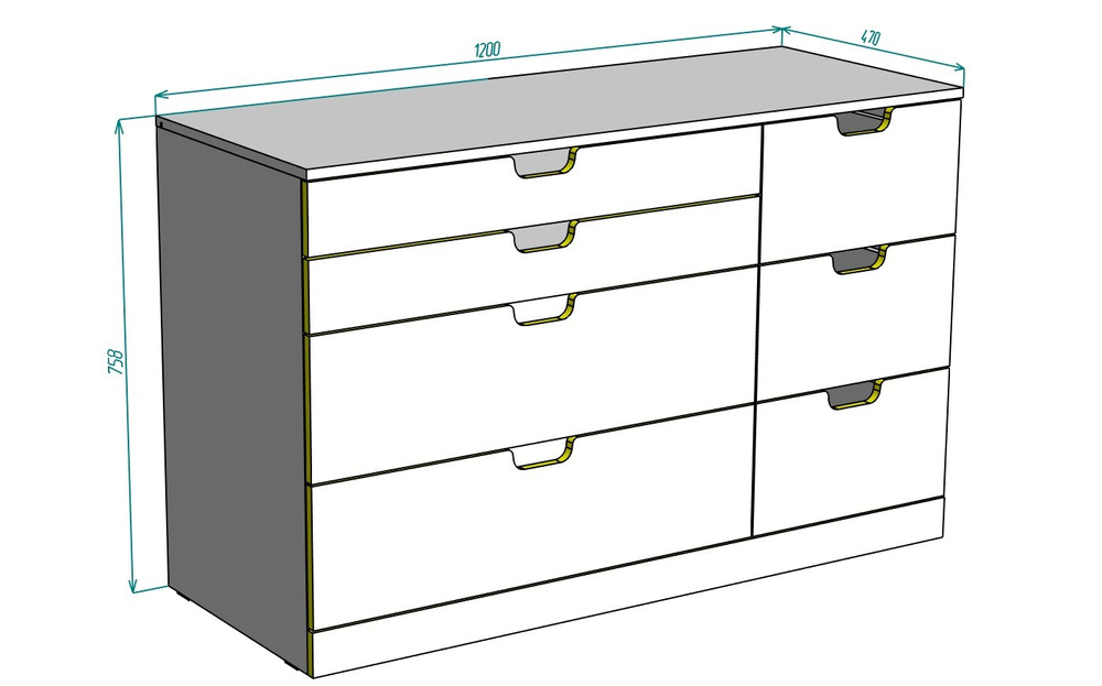 Комод NORDLI 47х120х76 см (МДФ) Белый DM635-6 120*47*76 см, Белый   Фиеста