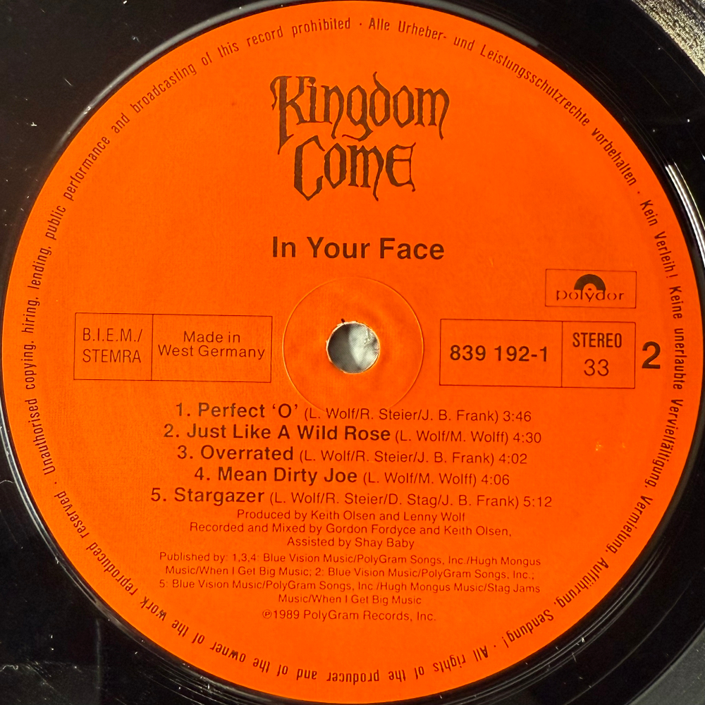 Kingdom Come - In Your Face (Германия 1989г.)