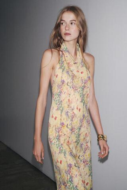 ZARA ПЛАТЬЕ С ЦВЕТОЧНЫМ ПРИНТОМ — ZW COLLECTION, ЖЕЛТЫЙ