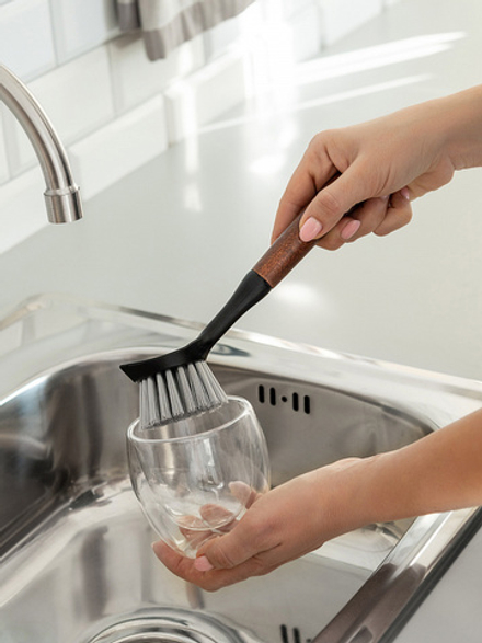 Щётка для мытья посуды DeNASTIA Dark wood 22x4,5x7 бук, ПП, ПЭТ коричневый/чёрный/серый