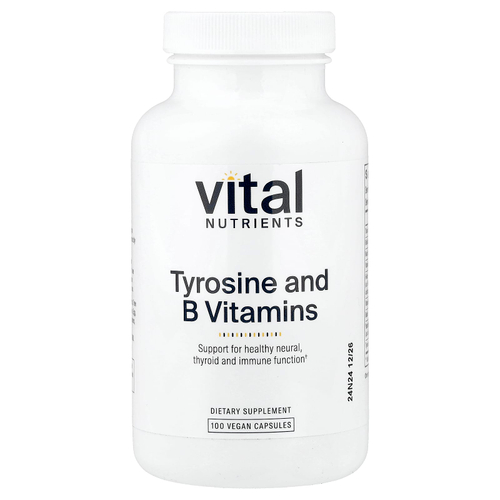 Vital Nutrients, тирозин и витамины группы B, 100 растительных капсул