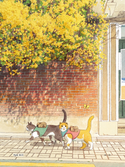 Two cats and a walk, Four Seasons. Coloring book (Korea)