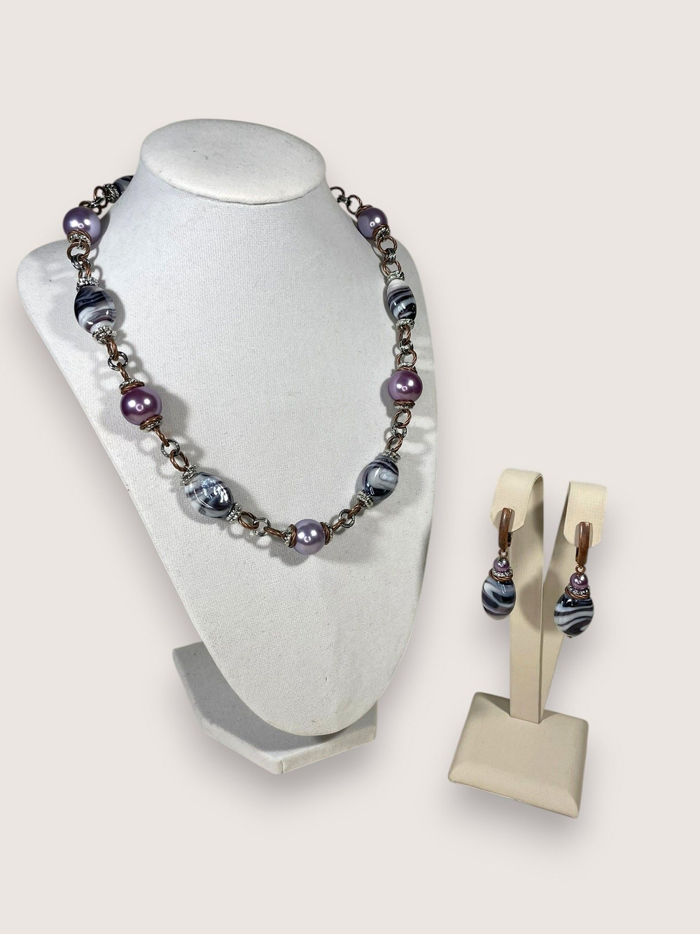 Комплект колье и серьги муранское стекло