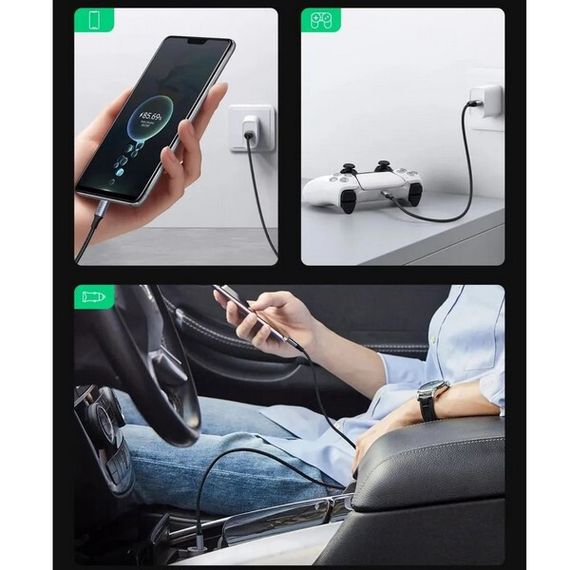 Кабель Ugreen US288 USB-A 2.0 - USB-C Cable Nickel Plating Aluminum Braid 1 м (60126) Black