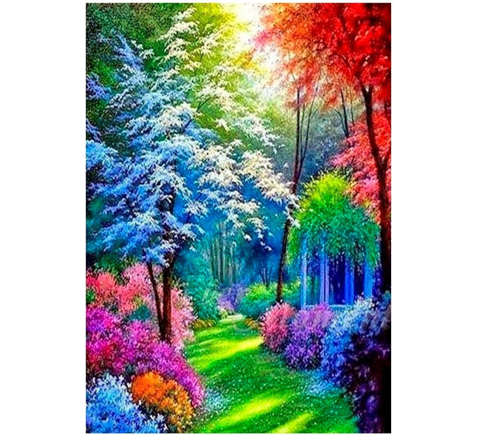 Алмазная мозаика Alingar, на подрамнике, с полным заполнением, (матов.), 30х40 см, 20 цветов, "Осенний лес"