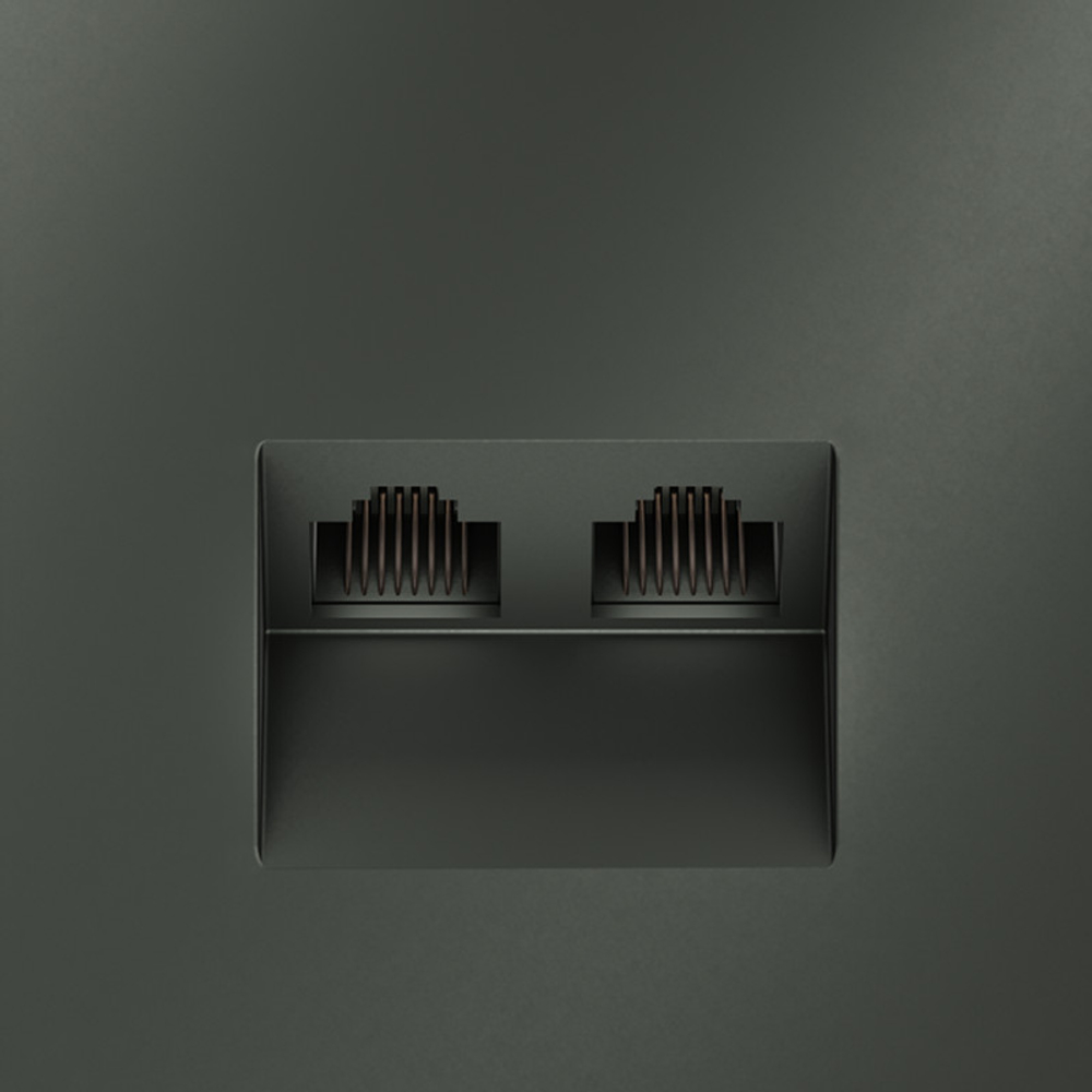 Розетка компьютерная встраиваемая VOLTUM S70 двойная RJ45+RJ45 кат.6, (титан)