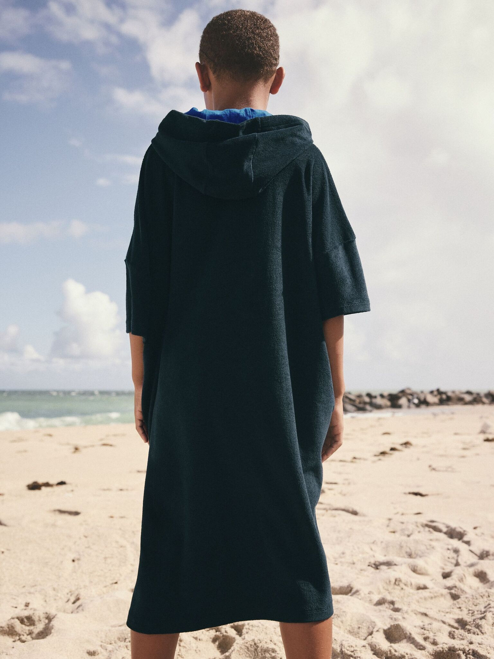 Пончо махровое для мальчика Next E91-808, Темно-синий