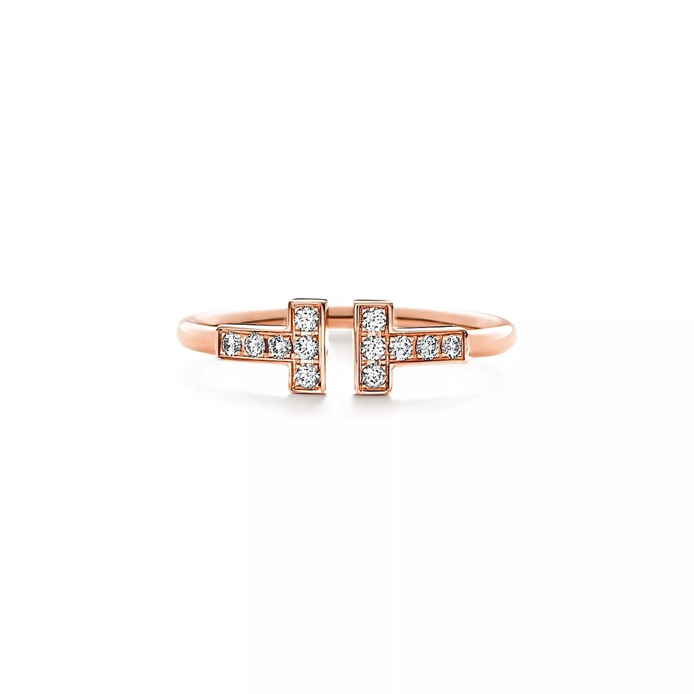 Кольцо из розового золота с бриллиантами 💎Tiffany T, В наличии