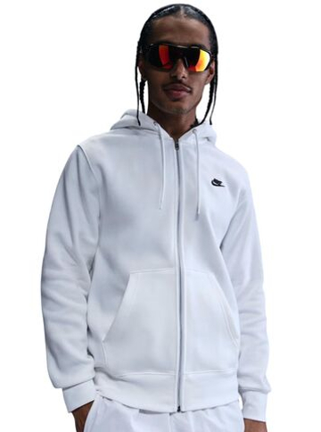 Мужская теннисная кофта Nike Club Full-Zip Fleece - white/white/black