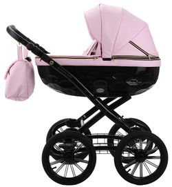 Детская коляска Adamex Chantal Retro Deluxe 3 в 1 C132 (РОЗОВ.ЗЕФИР 100% КОЖА)