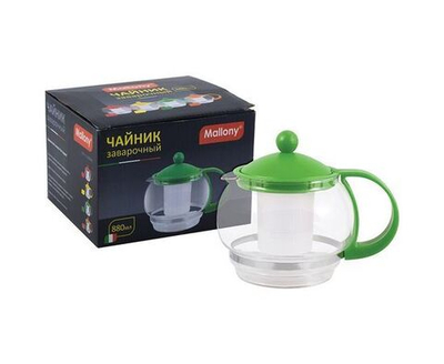 Чайник заварочный 880мл, стекло/пластик, фильтр пластик, цвета микс, Variato-880ML, 910104 Mallony